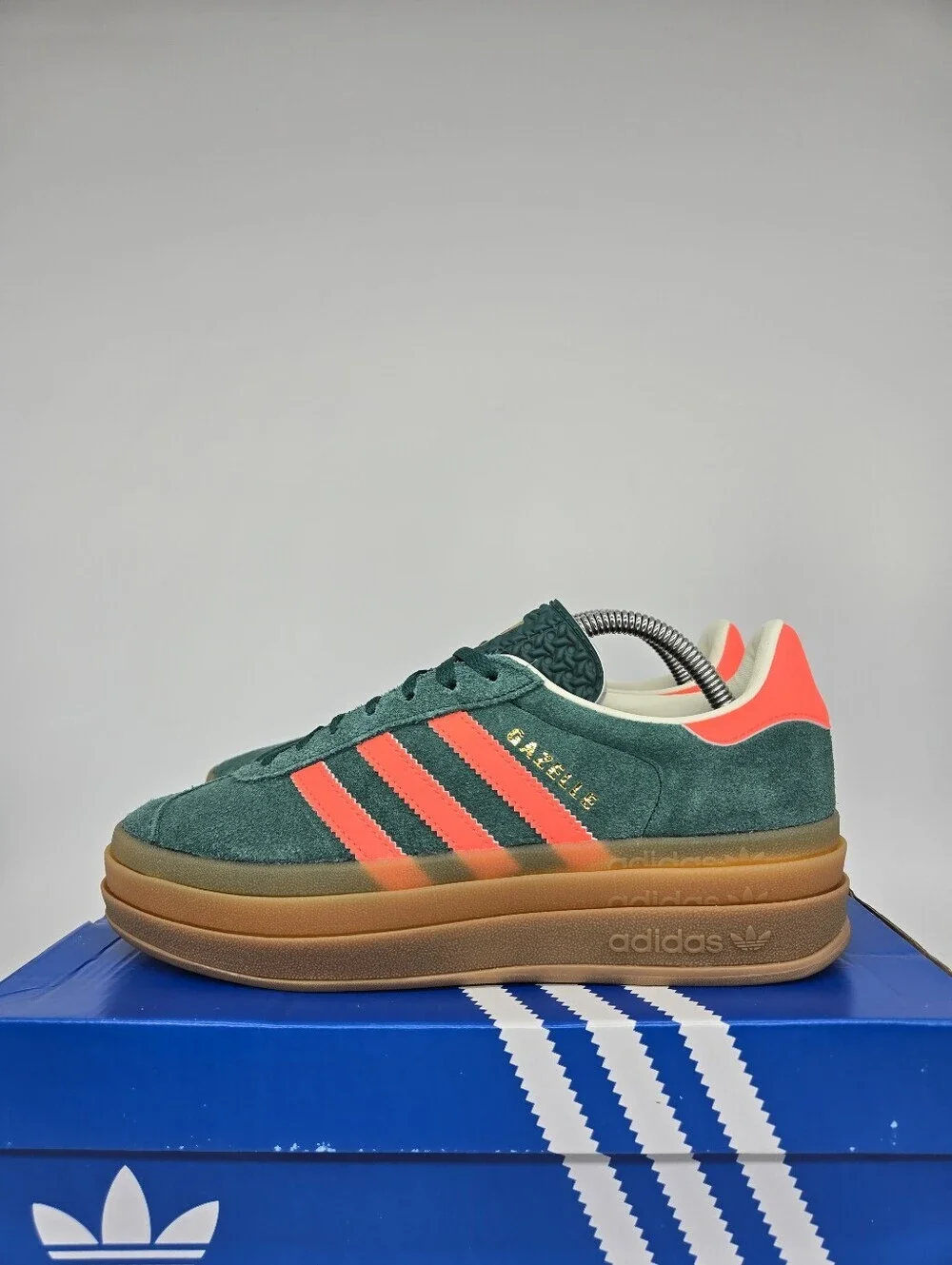 Adidas Gazelle Bold JQ7408 Collegiate Green Signal Coral Shoes Women's Size 8